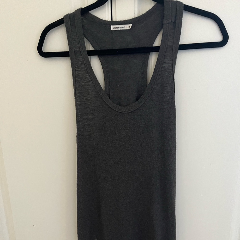 Gray breathable racerback tank top